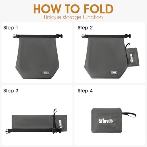 Travel Dog Food Container Pet Food Storage Bag Containers 2PCS Collapsible Travel Dog Bowls Waterproof Camping Storage Essentials Kibble Carrier 20L Easy to Clean (Grey, Small)