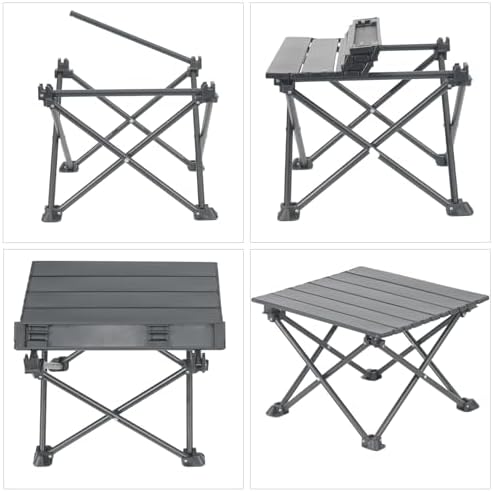 Wind Tour Roll-Up Camping Table, 4-Person Lightweight Portable Outdoor Table with Carry Bag for Picnics BBQ Travel (15.7”x13.7”x11”| Wood Grain)