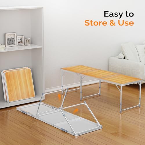 VINGLI 6ft Folding Camping Table with Carry Handle,Portable Utility Table Multipurpose for Party Picnic Tailgating Outdoor Patio Garden Indoor Kitchen …