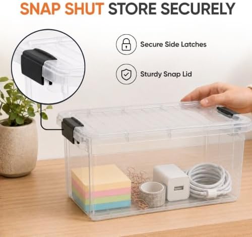 Superio 2.5 Quart Clear Plastic Storage Boxes with Lids, Stackable Organizer Containers, BPA-Free Storage Bins for Home, Office, School & Dorm, 5 Pack