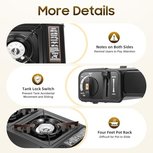 2-Burner Portable Camping Stove, Double Burner Butane Stove, Butane Camping Stove Kit with Grill Tray and Carrying Case, Outdoor Travel Camp Stove for Camping, BBQ, Home