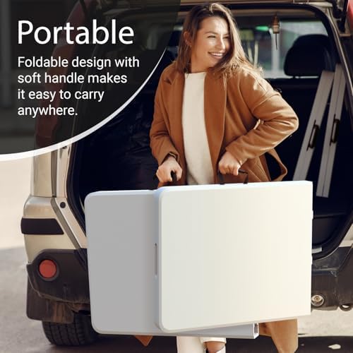 2 Pack of 6 Feet Foldable Table with Built in Handle & Steel Legs | 6FT Heavy Duty Folding Portable | Perfect for Party, Dining, Wedding, Events, Picnic Indoor, Outdoor Camping Folding - 6 Foot