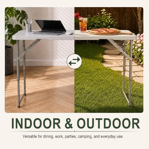 HULKFIT 4 Foot Folding Table, White