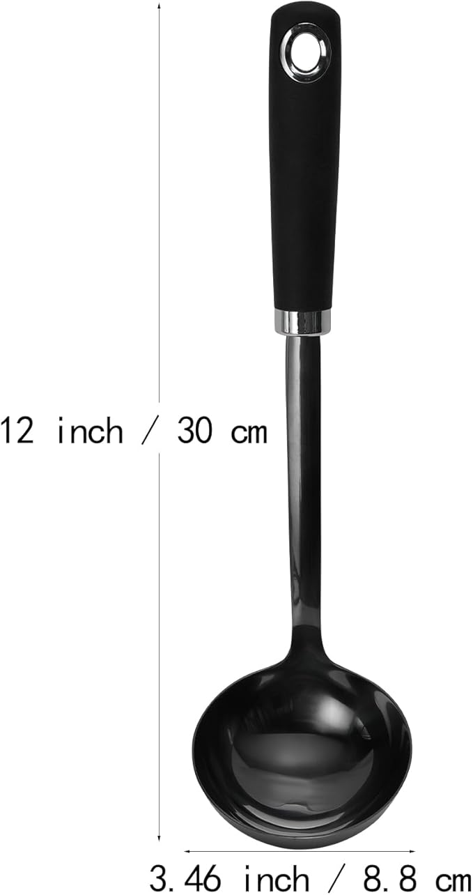 12 inch Soup Ladle, Stainless Steel Ladle Spoon, Soup Spoons with Comfortable Handle, Kitchen Utensil for Cooking, Metal Kitchen Accessories