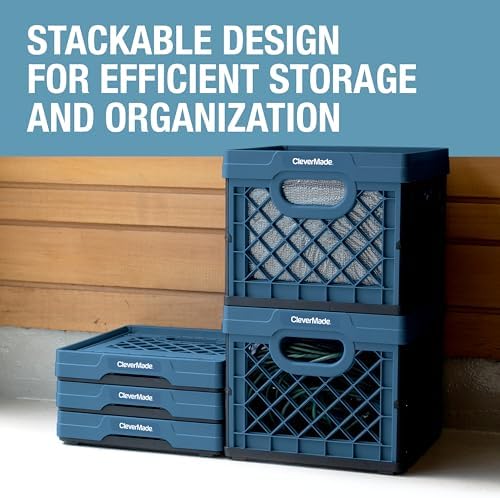 CleverMade Collapsible Milk Crate (EcoCrate) - 25L - Ocean (3PK)