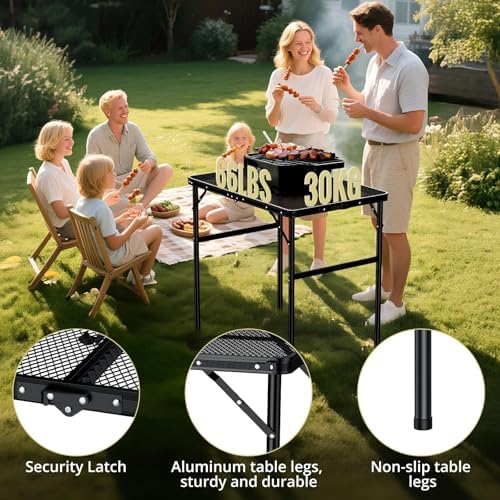 Anbte 3ft Portable Grill Table Max 29.5", 2 Adjustable Heights, 31" X 22"