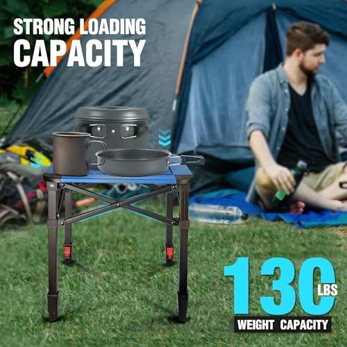 VILLEY Folding Camping Square Table, Portable Aluminum Table, Small