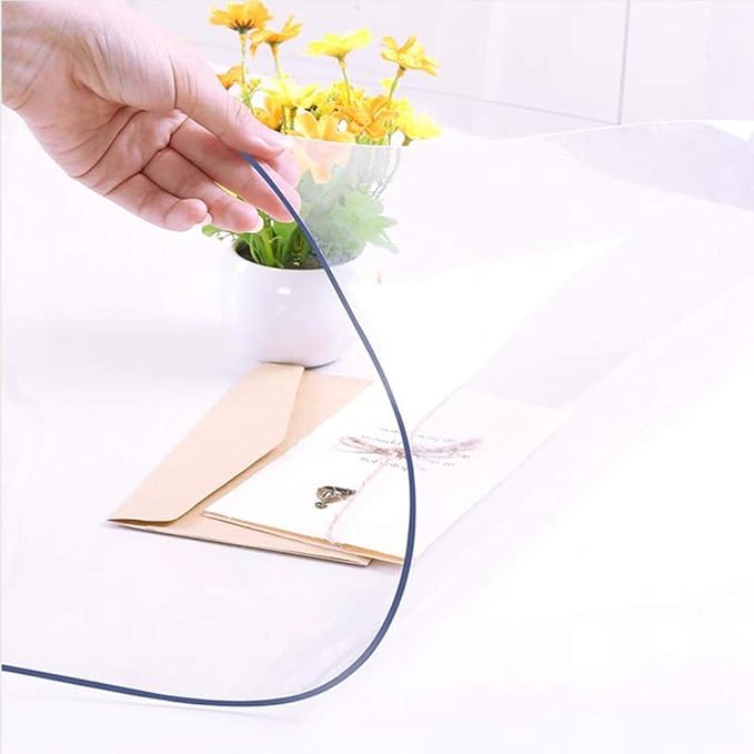 Necaaux Custom Heavy Duty 1.5mm Thick Plastic Waterproof Desk Pad Mat, Non-Slip Table Cover Protector, 44 x 68 Inch Clear