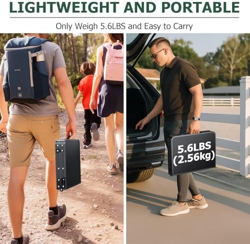 JiGiU Folding Camping Table MDF Desktop, 3 Adjustable Height-Max 29"