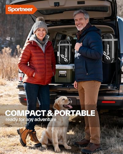 Sportneer Wearable Sleeping Bag for Adults & Kids – Walkable with Arm Zippers, Warm Weather & Cold Waterproof, Compact for Camping, Stadiums, Travel, Backpacking & Car Use