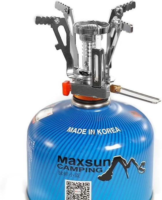 Camping Stove Backpacking Stove, 3000W Portable Camp Stove with Piezo Ignition, Wind-Resistant Mini Camping Burner for Outdoor Hiking Cooking, BY-J