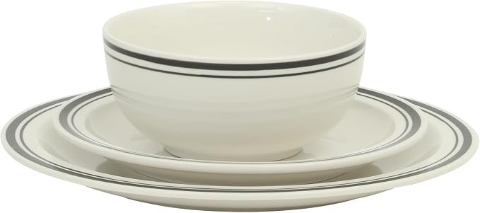 Gibson Home Hometown Diner 12-Piece Porcelain Dinnerware Set, Round Plates and