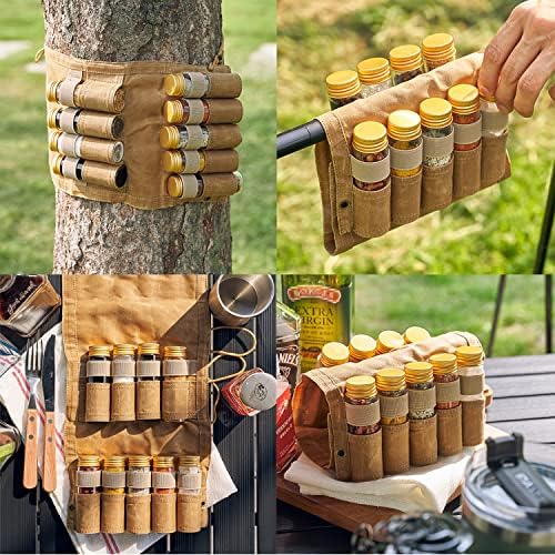 Camping Spice Kit, 9 Jars with Labels & Funnel (NAVY BLUE)