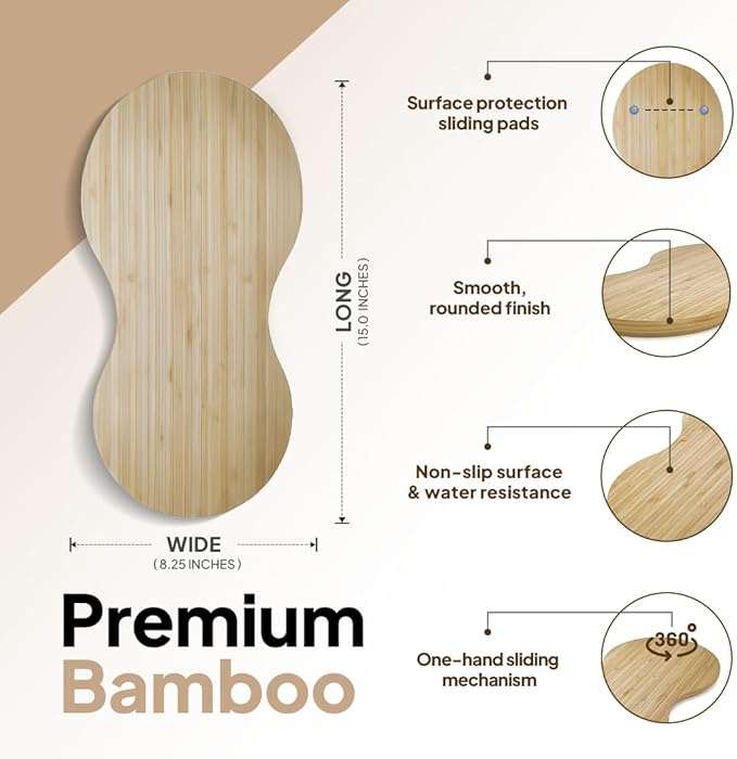 Ibyx Bamboo Mixer Slider – Compatible with Cuisinart Stand Mixer 12-Speed 5.5 Qt – Countertop Appliance Sliding Tray (Natural)