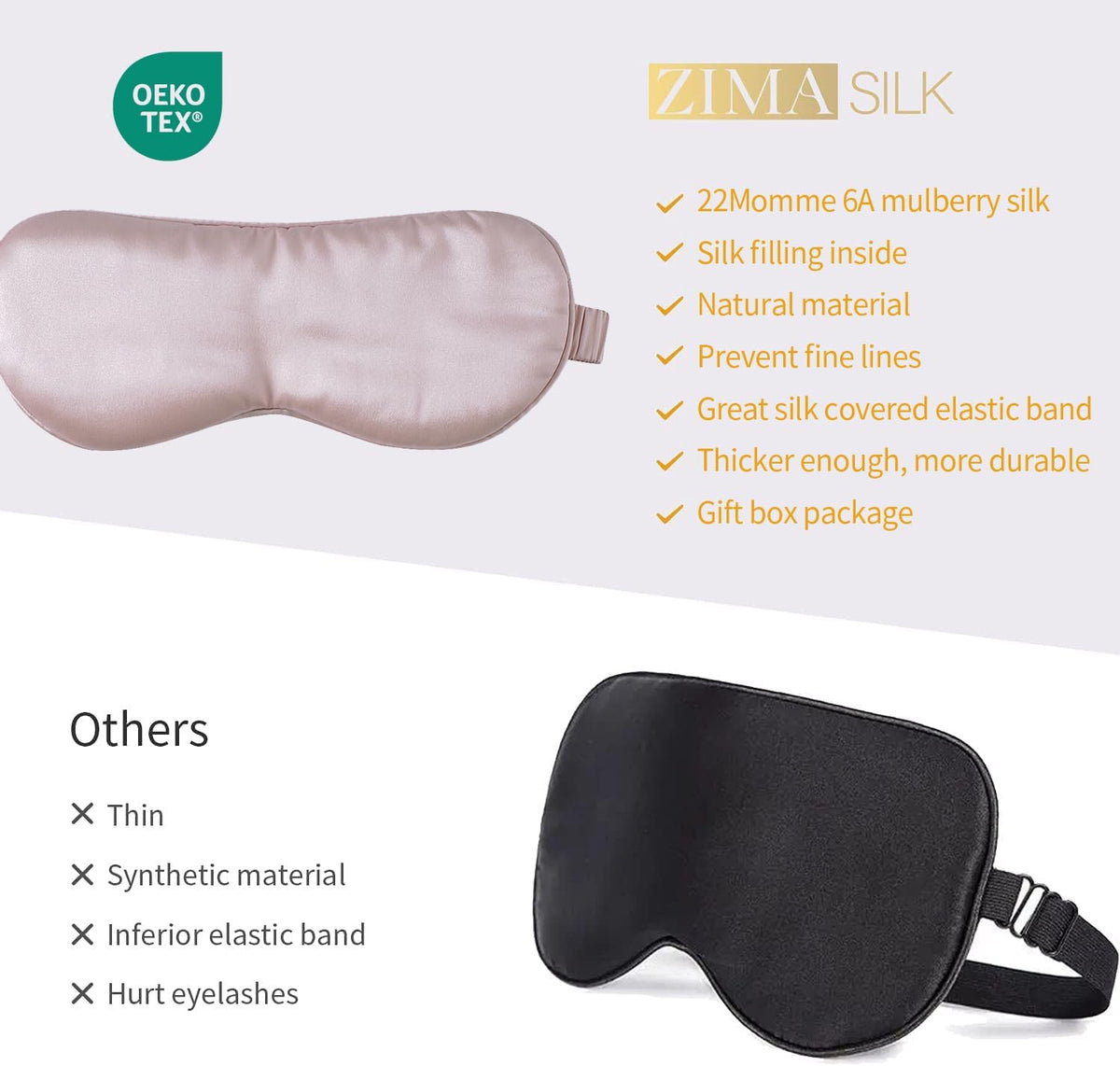 ZIMASILK 100% 22 Momme Pure Mulberry Silk Sleep Mask,Filled with 100% Mulberry Silk,Silk Wrapping Strap- Super Soft & Comfortable Sleep Eye Mask for Sleeping (Light Plum)