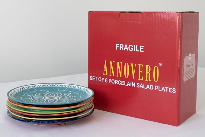 Salad Plates - Small Plate for Serving Appetizer, Sandwich - Microwavable -