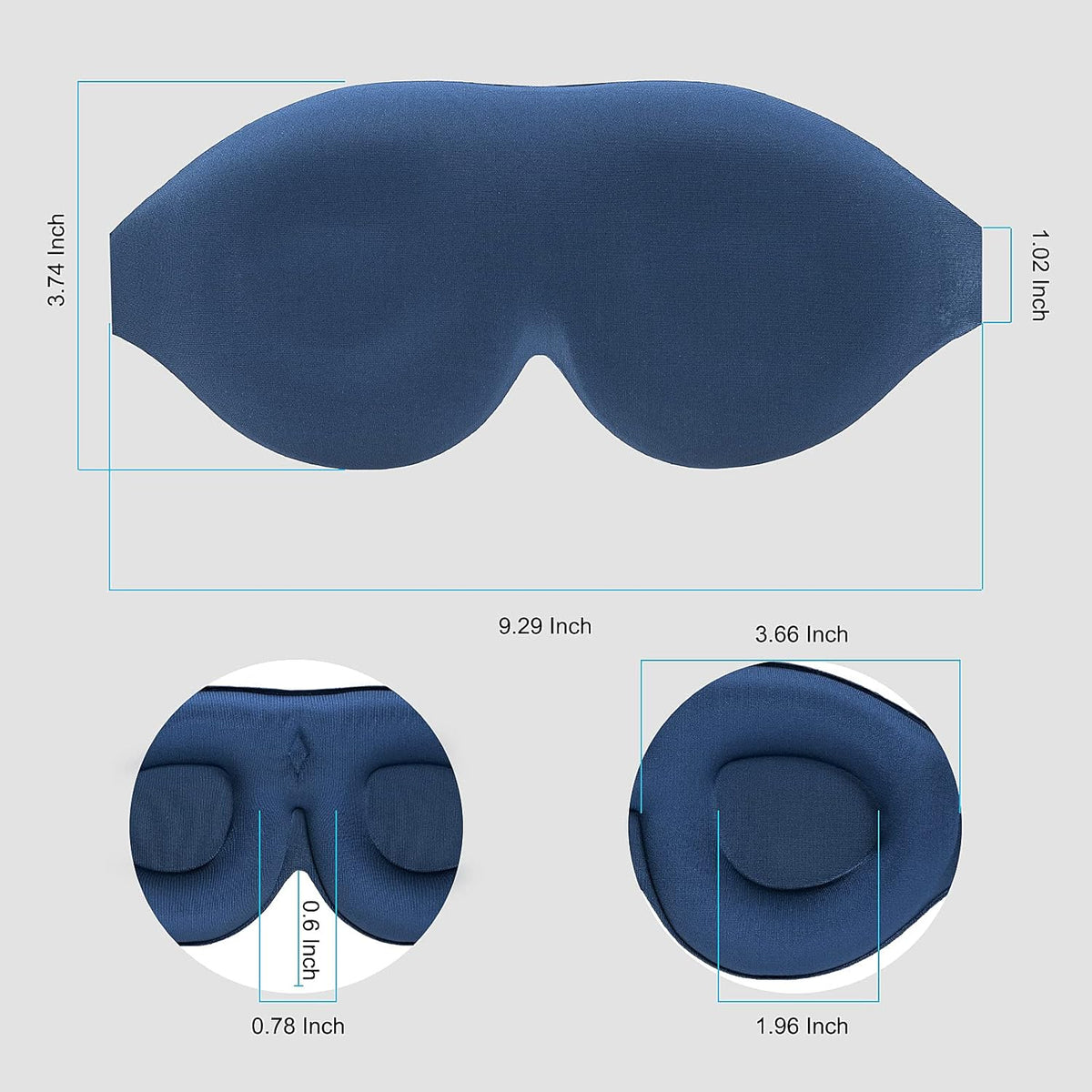 ALASKA BEAR 100% Blackout Sleep Mask Most Comfortable Contoured Eye Cups and Nose Covering for Women Men, 3D Pillowy Soft Light Blocking Eye Mask 0 Pressure on Eyelids & Eyelashes, Earplugs Set, Blue