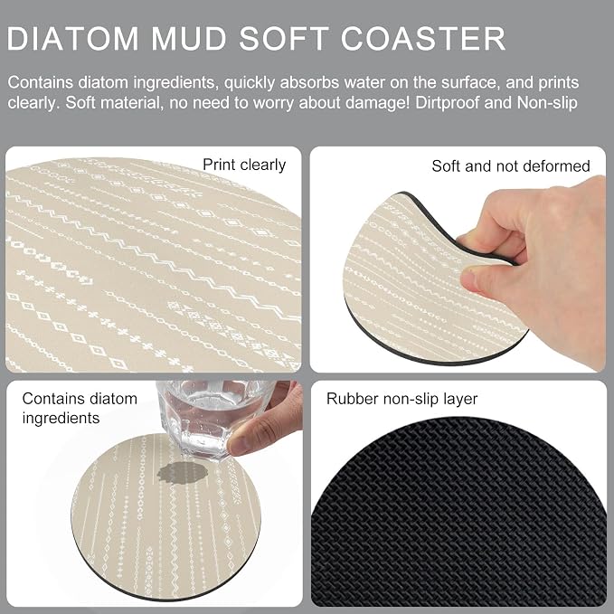 Modern Geometric Coasters Set of 6, Absorbent Coasters