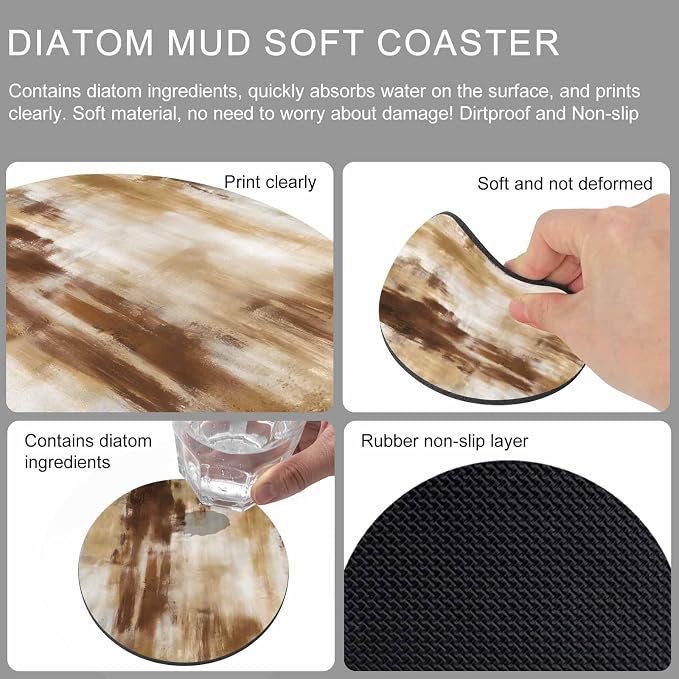 Abstract Minimalist Coasters Set of 4, Absorbent Coasters