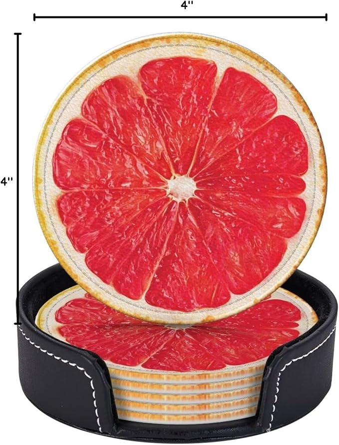 6 Pack Pink Grapefruit Slice Coaster