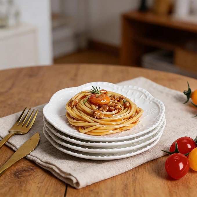 Gaolinci European Palace Series Lace Embossed Ceramic Dinner Plate