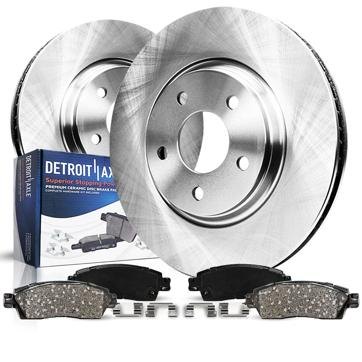 Detroit Axle - Front Brake Kit for 2012-2019 Tesla Model S, 2016-2019 Tesla Model X, Disc Brake Rotors Ceramic Brakes Pads with