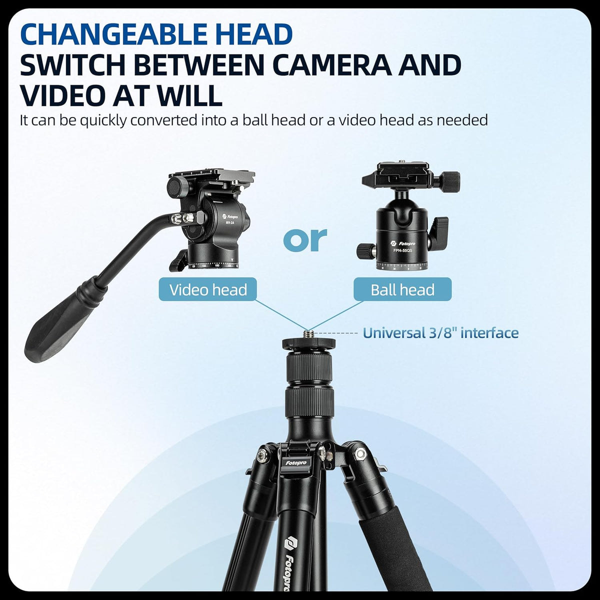 Fotopro 73" Camera Tripod, Aluminum Compact Travel Tripod and Monopod with 360° Ball Head Quick Release Plate, Professional Camera Tripod for DSLR, A4I A5I (Grey, 73 Inch)