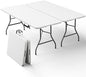 2 Pack 6ft Folding Table, Foldable Picnic Table Portable Table for Indoor Outdoor Use Heavy Duty Plastic Table Camping Table with Carry Handle for Party, BBQ, White