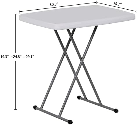 SUPER DEAL 2.5 Foot Plastic Folding Table, Indoor Outdoor Portable Heavy Duty Adjustable Height Kitchen or Camping Barbecues Picnic Party Tray Table, White
