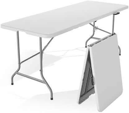 DUMOS 6 FT Folding Picnic Table, Portable Plastic Table, Easy to Keep
