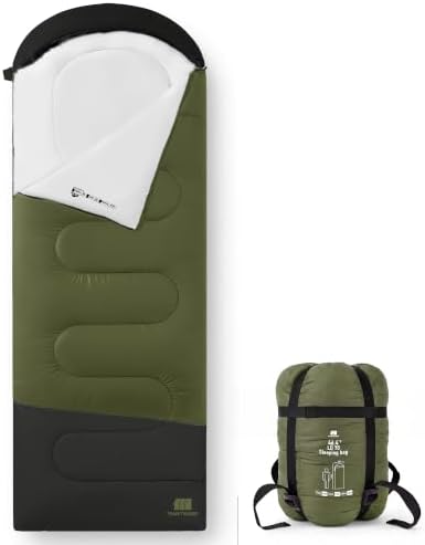 Ultralight Warm Weather Sleeping Bag - Portable, Waterproof, Compact Lightweight, Comfort with Compression Sack - Great for Outdoor Camping, Backpacking & Hiking