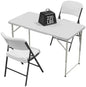 HULKFIT Portable 3-Piece Folding Table and Chairs Set, Heavy Duty 4ft Camping & Party Furniture for Indoor Outdoor Events, White