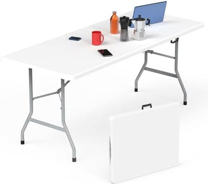 HLPB Folding Table 6 ft, Foldable Camping Table with Handle & Safety Locks