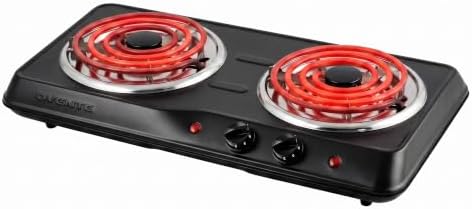 OVENTE Electric Double Burner, 1700W Coil Hot Plate, Black BGC102B