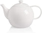 Sweejar Porcelain Teapot with Removable Stainless Steel Infuser,Microwave & Dishwasher Safe Tea Pots for Loose Tea,Tea Infuser Pots for Chrismas Women Gift (40oz White)