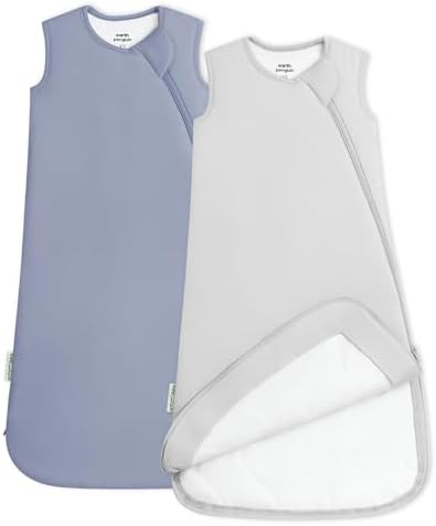 Soft Bamboo Viscose Baby Sleep Sack, 1.0 TOG Baby Sleeping Bag 2 Pack, Cozy Baby Wearable Blanket 2-Way Zipper
