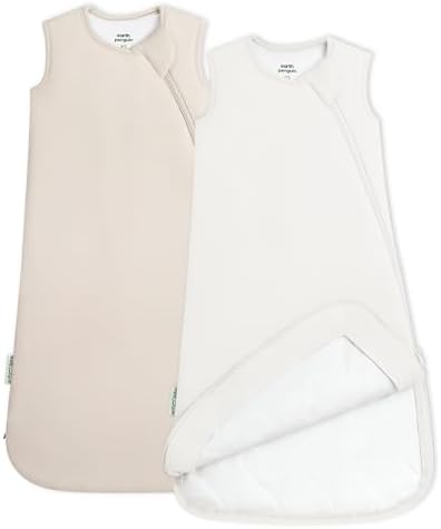 Soft Bamboo Viscose Baby Sleep Sack, 1.0 TOG Baby Sleeping Bag 2 Pack, Cozy Baby Wearable Blanket 2-Way Zipper