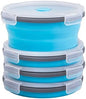 Collapsible Food Storage Containers Round with Airtight Lid, 27 oz, Kitchen Stacking Silicone Collapsible Meal Prep Container Set for Leftover, Microwave Freezer Dishwasher Safe, Blue, Set of 4
