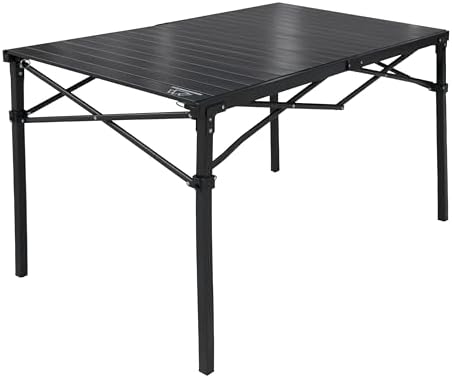 MOUNTAIN SUMMIT GEAR Heavy-Duty Roll-Top Table for Camping (Large) - Portable Aluminum-Top Folding Table with Steel Frame by Caddis Sports
