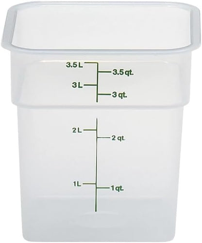 Cambro Food Storage Container (6 Pack) - Classic Series Square - 4 QT (Quart) - Commercial Grade for Food Prep (Translucent)