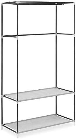 Whitmor, Gray Covered Wardrobe with Accessory Storage