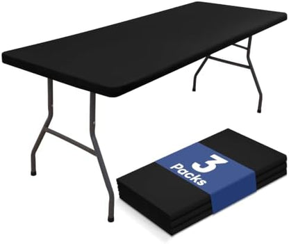 homing Rectangle Table Cloth Cover 4 Foot Black Elastic Fitted Tablecloth