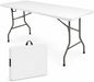 HAISIWLKJ Folding Table 5 FT Camping Table Portable Heavy Duty Plastic Rectangular Outdoor Dining Table Steel Legs Fold-in-Half with Carrying Handle for Indoor,Picnic,Party,Wedding,Events(White)