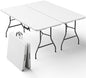 2 Pack 5ft Folding Table, Foldable Picnic Table with Carrying Handle, Heavy Duty Fold-in-Half Portable Table for Weddings, Camping, RV Travel, Parties, and Indoor Use, Easy to Fold and Store, White