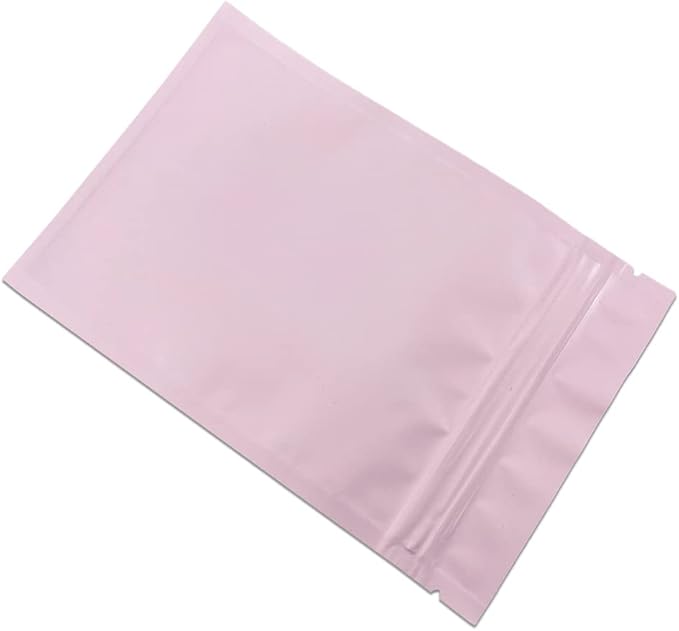 FERENLI 100Pcs Zipper Lock Self Seal Flat Pouch for Zip Aluminum Foil Lock Package Bag Coffee Food Storage Resealable Mylar Bags Heat Sealable Candy Reclosable Bags (8x12cm (3.1x4.7 inch), Pink)