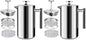 Secura French Press Coffee Maker, 304 Grade Stainless Steel Insulated Coffee Press with 2 Extra Screens, 50oz (1.5 Litre), Silver (Pack of 2)