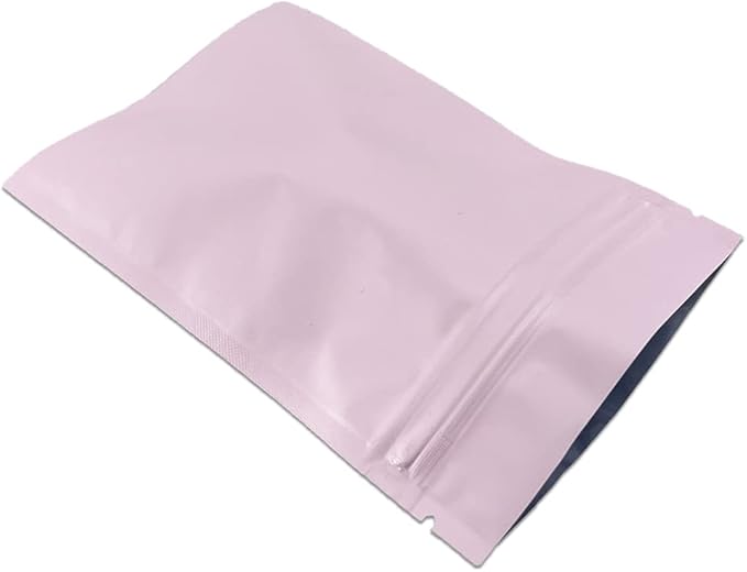 FERENLI 100Pcs Zipper Lock Self Seal Flat Pouch for Zip Aluminum Foil Lock Package Bag Coffee Food Storage Resealable Mylar Bags Heat Sealable Candy Reclosable Bags (8x12cm (3.1x4.7 inch), Pink)