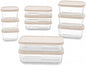 Glass Food Storage Containers with Lids - 22 Piece - 10.5 oz, 17.6 oz, 25.4 oz & 57.5 oz Sets Glass with BPA-Free Leak Resistant Stackable Lids - Microwave, Oven & Dishwasher Safe - Vanilla Mist