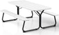 6 FT Picnic Table with Attached Benches, Outdoor Picnic Bench Table for 8 People, Heavy Duty Steel Frame, 600 LBS Weight Capacity, Patio Dining Table for Backyard, Park, Garden, School