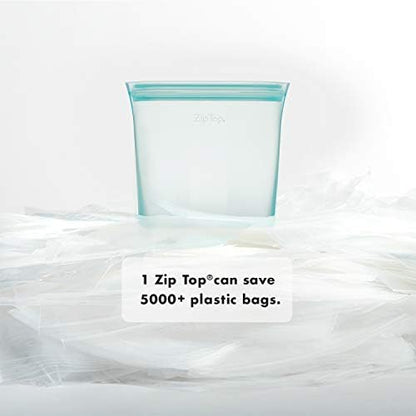 Zip Top Reusable Food Storage Bags | Sandwich Bag [Frost] | Silicone Meal Prep Container | Microwave, Dishwasher and Freezer Safe | Made in the USA